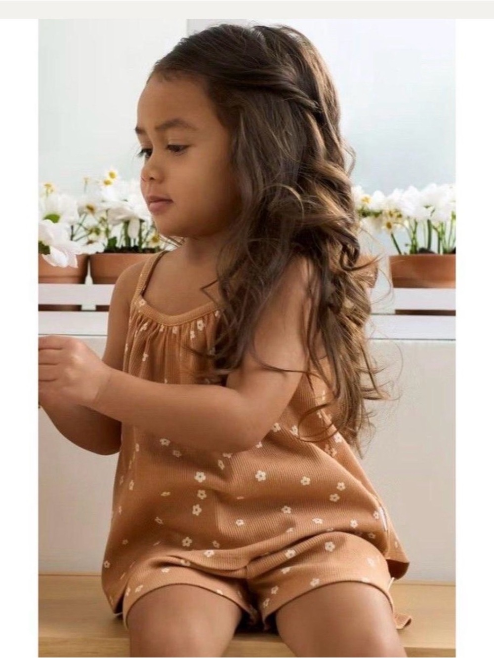 Gerber Tan Floral Tank & Shorts Pajama Set